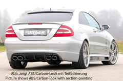 Mercedes CLK (W209) Rieger Heckschürzenansatz mit 2 Aussparungen mittig, ABS, Carbon-Look,
inkl. Montagezubehör, Alugitter, Gutachten