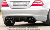 Mercedes CLK (W209) Rieger Heckschürzenansatz mit 2 Aussparungen mittig, ABS, Carbon-Look,
inkl. Montagezubehör, Alugitter, Gutachten