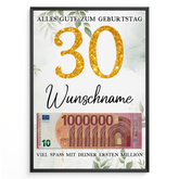 Personalisiertes Geldgeschenk zum 30. Geburtstag Frauen Männer Geburtstagsgeschenk Geld Geschenkidee personalisierbar