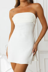 Like A Dream Off Shoulder Satin Mini Dress Ivory