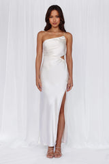 Sale-Dress The Opal One Shoulder Satin Maxi Dress Pearl