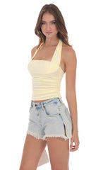 Halter Ruched Top in Yellow