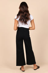 Georgette High Waisted Straight Leg Pants - Black