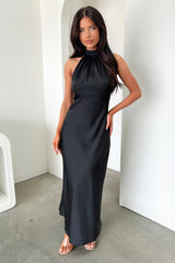 Daphne High Neck Maxi Dress - Black