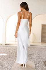 Mermaid Dreams Satin Maxi Dress White