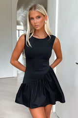 Adrienne Bubble Skirt Mini Dress - Black