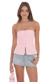 Strapless Tailored Vest in Pink