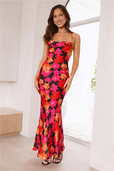 Sale-Dress Tropics In Bloom Satin Maxi Dress Black