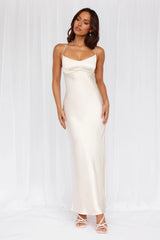 The Samara Satin Maxi Dress Pearl