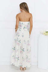 Sunset Whispers Strapless Maxi Dress Cream
