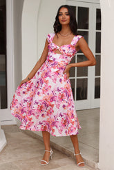 Splendid Splendor Midi Dress Pink
