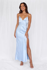The Sophia Satin Maxi Dress Blue