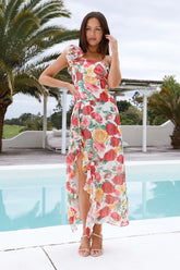 Mysterious Petals One Shoulder Midi Dress White