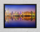 Reflections Of The Colourful City By Night Framed Print