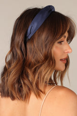 Juliana Satin Headband - Blue