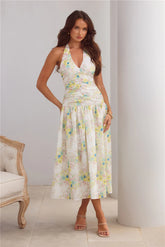 Island Dreamscape Halter Maxi Dress Print