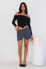 Power Of Basics Off Shoulder Long Sleeve Top Black