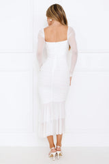 Dreamy Collection Mesh Long Sleeve Maxi Dress White