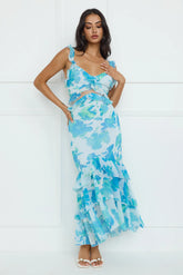 Ocean Waters Midi Dress Blue