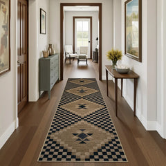 Lunette Washable Tribal Soft Easy Jute Black Indoor/Outdoor Runner Rug Easy Jute Rug Lahome 2.5' x 10'