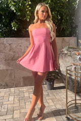 Charlize Strapless Mini Dress - Pink