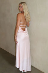 Thora Strapless Satin Maxi Dress - Baby Pink