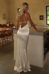 Margot High-Neck Satin Maxi Dress - Yellow