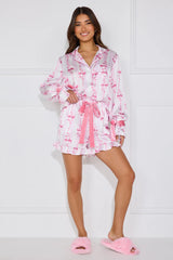 Goodnight Kisses Satin Pyjama Shirt Pink