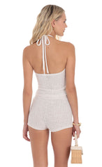 Crochet Rosette Shorts in White