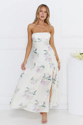 Sunset Whispers Strapless Maxi Dress Cream