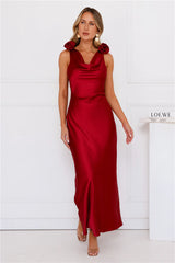 Sorrel Satin Maxi Dress Wine