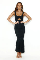 Seen Lavishly Mesh Maxi Dress Black