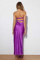 Curious Love Satin Maxi Dress Purple