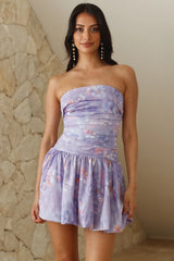 Cloud Of Dreams Strapless Mini Dress Purple