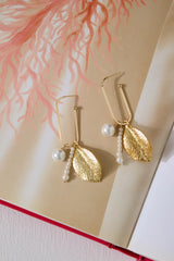 18k Gold Plated Sage Freshwater Pearl Earrings Gold
