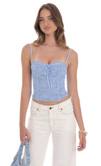Bow Lace Bustier in Blue