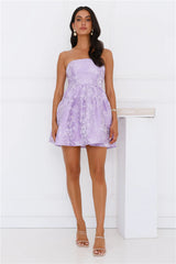 Twilight Twirl Strapless Mini Dress Lilac