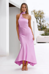 Graceful Influence Satin Halter Maxi Dress Purple