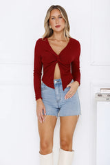 Honest Love Long Sleeve Top Burgundy