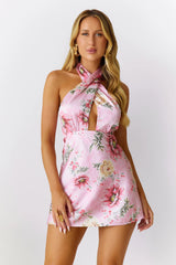 Isle Of Dreams Halter Satin Mini Dress Pink