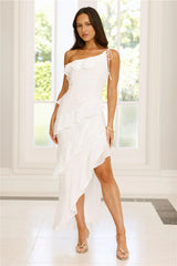 Embrace The Dream One Shoulder Midi Dress White