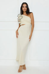 Harbour Dreams One Shoulder Maxi Dress Cream