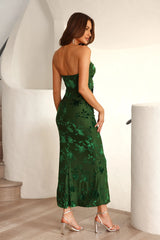 Hottest Friend Mesh Strapless Maxi Dress Green