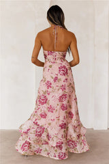 Meadow Of Dreams Halter Maxi Dress Pink
