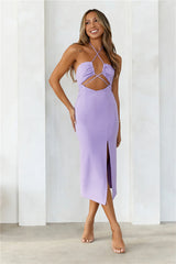 Sale-Dress Stolen Attention Halter Midi Dress Lilac