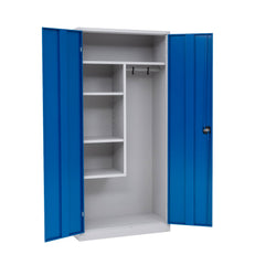 Putzmittelschrank, 92x195x42cm, grau/blau