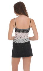 Lace Bust Polka Dot Top in White