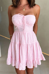 Ruby Strapless Mini Dress - Pink