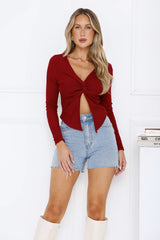 Honest Love Long Sleeve Top Burgundy