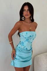 Skye Strapless Beaded Mini Dress - Baby Blue